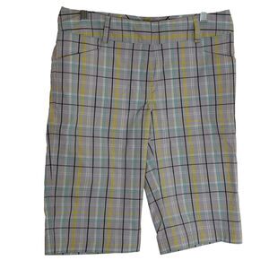 Lija Bermuda Short Athleisure Golf Active Sport Plaid Gray 8 NWT bv